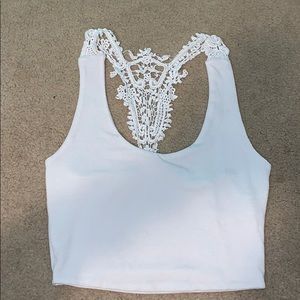 White racer back crop top